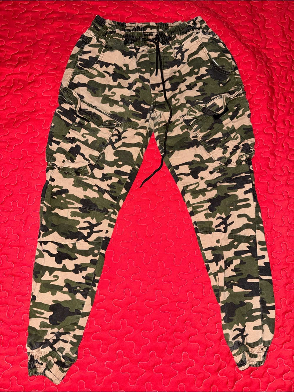 Kids Green Camo Cargo Jogger Sweatpants